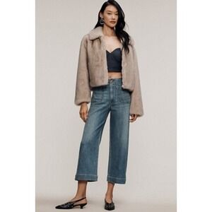 Maeve The Colette Glitter Embellished Wide Leg Jeans Womens 24 Blue High‎ Rise
